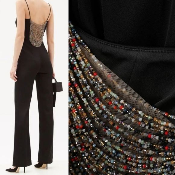New Galvan London Spaghetti Strap Beaded Jumpsuit NWT Size 8 US - Picture 5 of 13